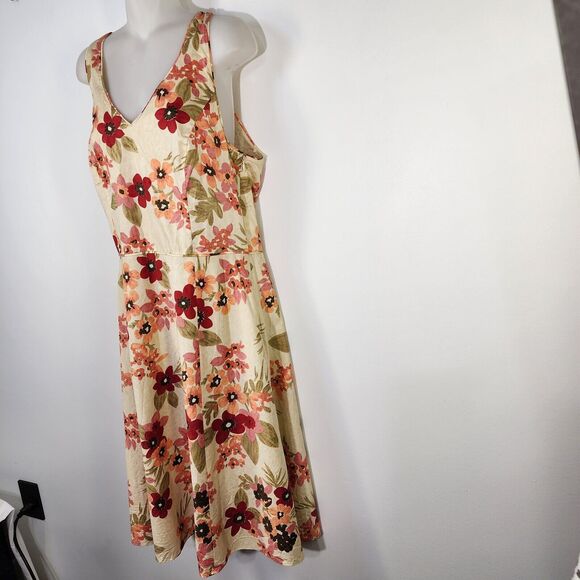 Ann Taylor LOFT Womens Dress Size 12 Fit and Flare Cotton Floral Halter V Neck - Picture 5 of 10